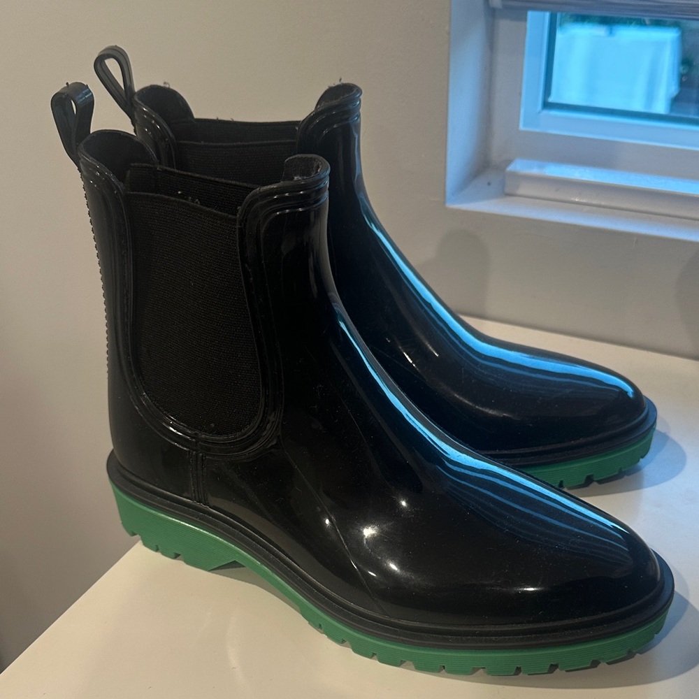 INC International Concepts Black and Green Rain Boots
